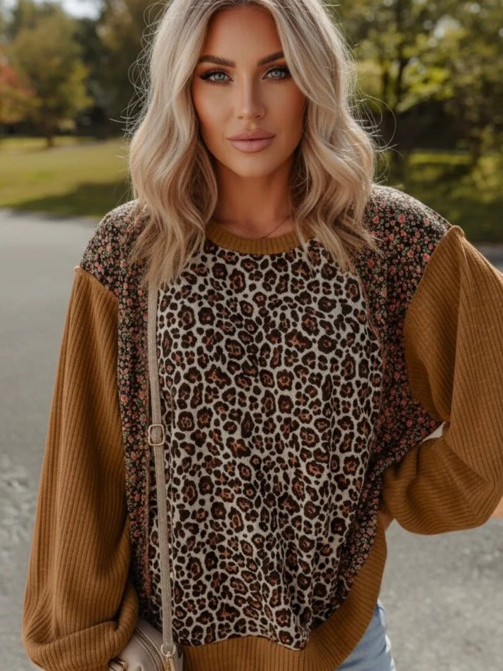 Wildflower Leopard Patchwork Top